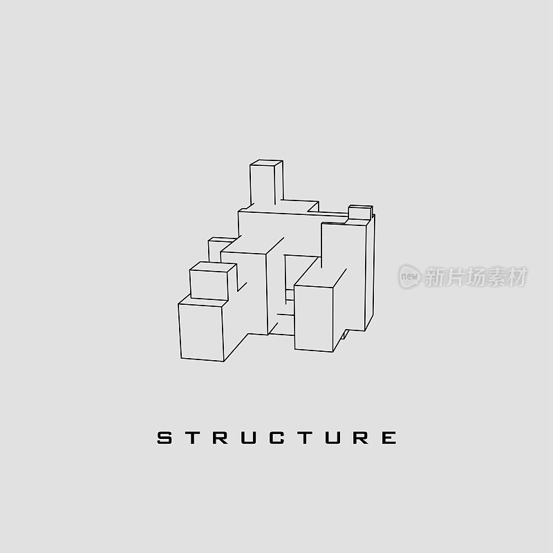 3D line structure sketch industry pattern